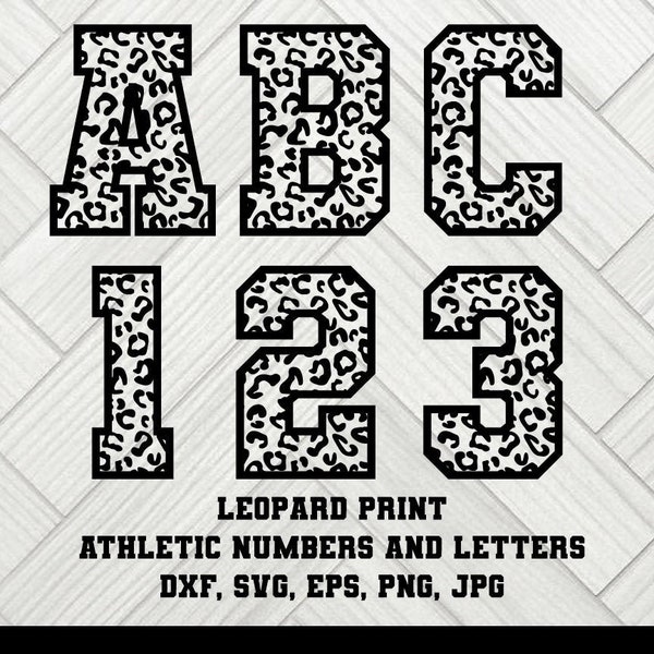 Leopard Print athletic alphabet and numbers for Silhouette, (UPDATED) Cricut,  and Laser Machines. SVG Transparent - Monogram  Print Numbers