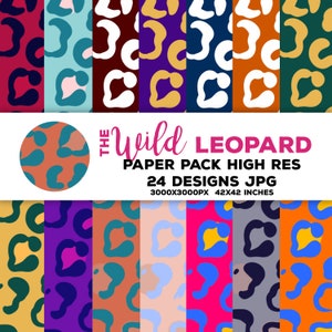 Colorful Leopard Print Pattern: Hand-Drawn Digital Paper (Digital Download)