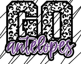 Go Antelopes. Antelopes Leopard Print Athletic SVG png jpg eps and dxf cut file Antelopes Football Antelopes Basketball Antelopes Mama Go