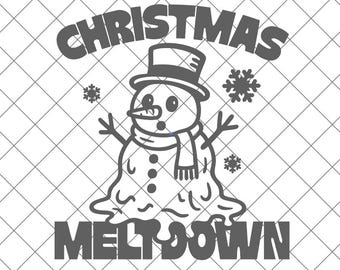 Christmas Meltdown SVG | Melting Snowman | One Color Funny Holiday Cut File for Cricut, Silhouette, Laser, Sublimation