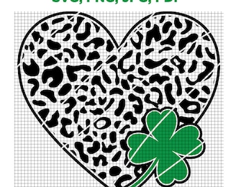 Leopard Print Heart Shamrock SVG: St Patricks Day Shirt (Digital Download)