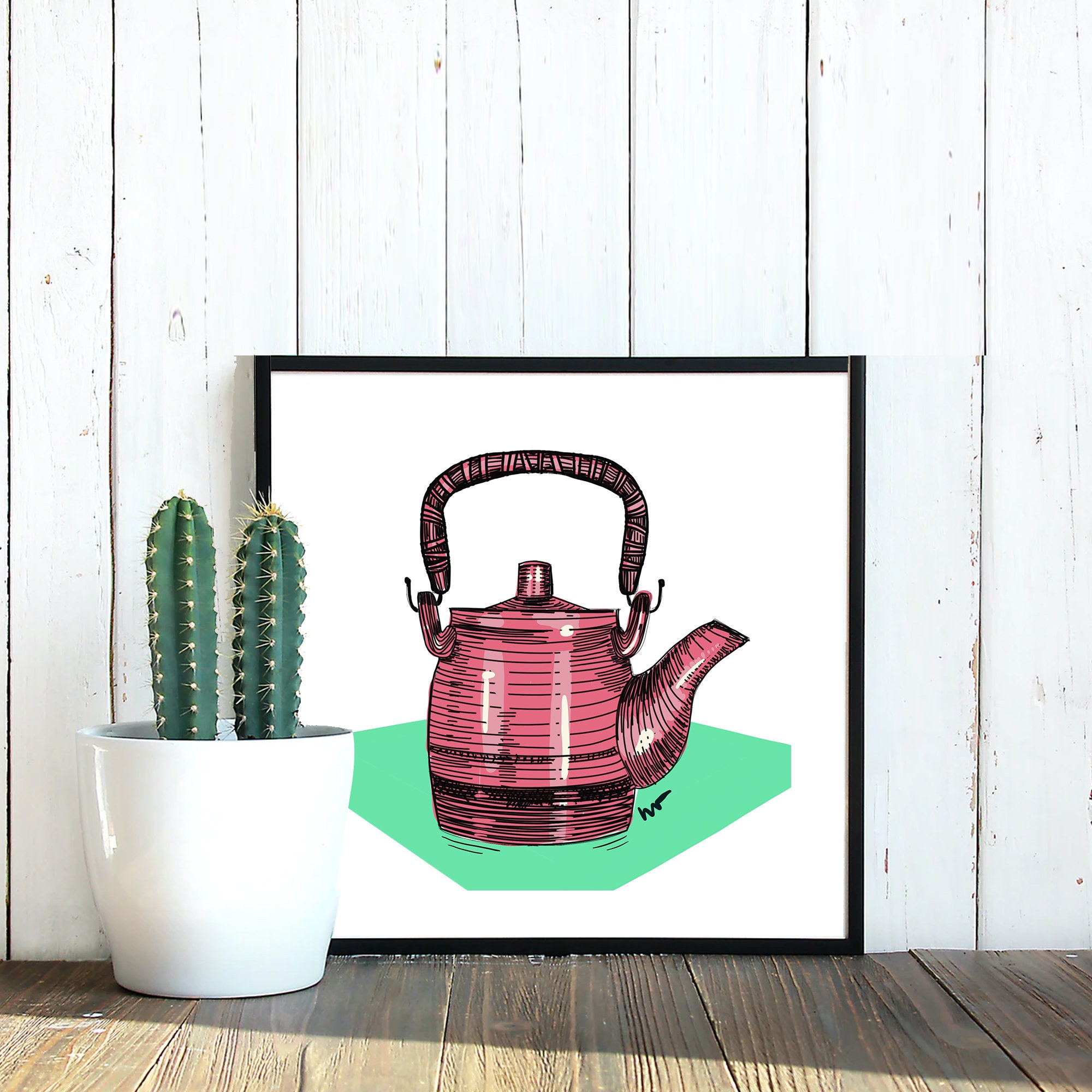 Colorful Tea Kettle Wall Print Set Printable Art Set Modern Etsy UK