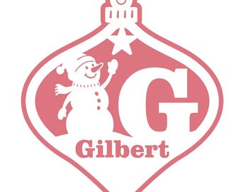 Monogram Snowman Christmas Ornament SVG | Snowman Holding Star | Laser, png, jpg, eps, Holiday Cut File