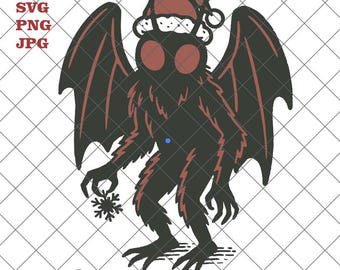 Mothman Christmas PNG | Cryptid Santa Clipart | Funny Holiday Sublimation Design for Cricut and Silhouette
