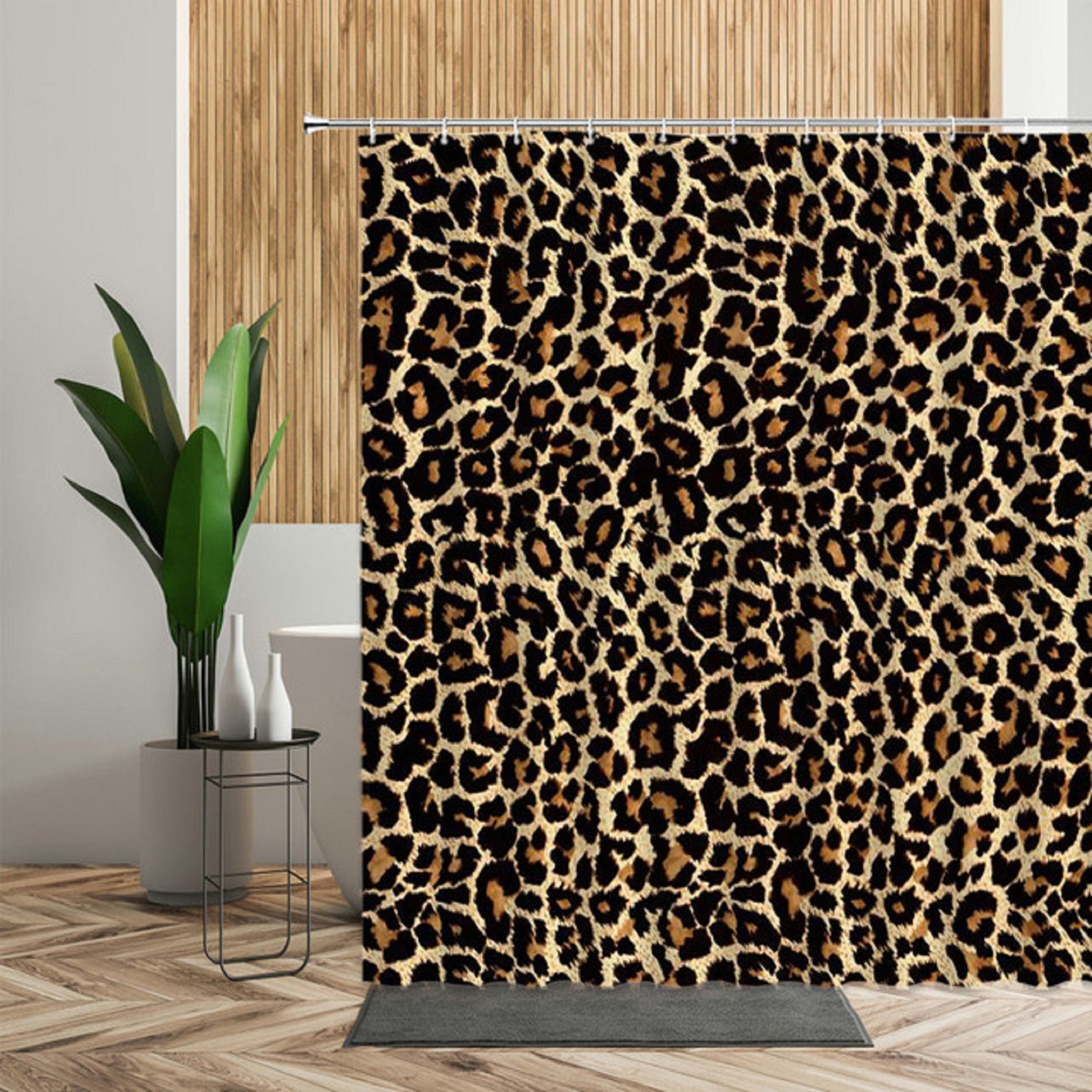 Dot Leopard Printed Shower Curtain Bathroom Curtains Etsy