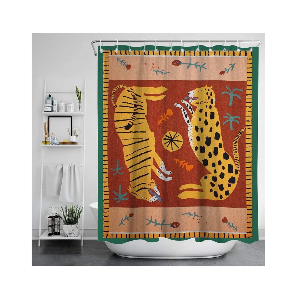 The Leopard Bathroom Shower Curtain Tiger Shower Curtain Etsy