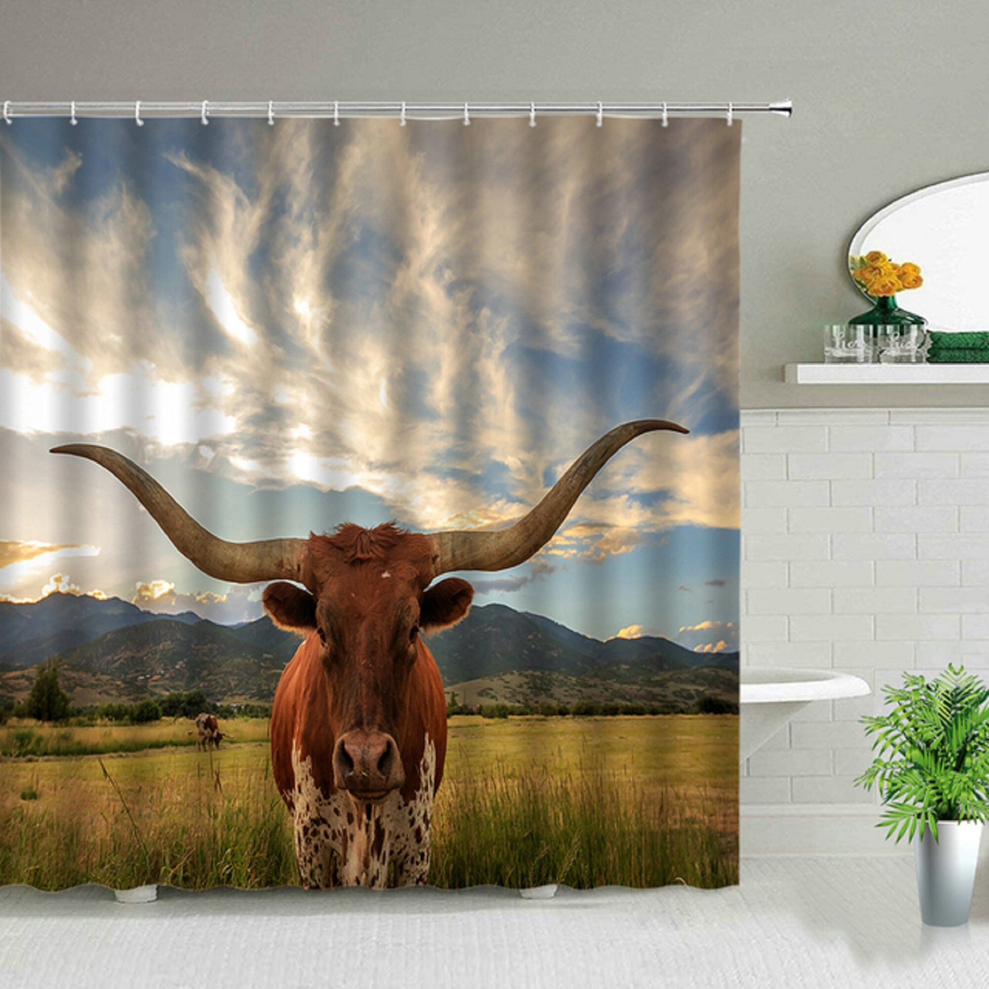 Animal Rural Farm Highland Cows Shower Curtains Lnspirational Etsy