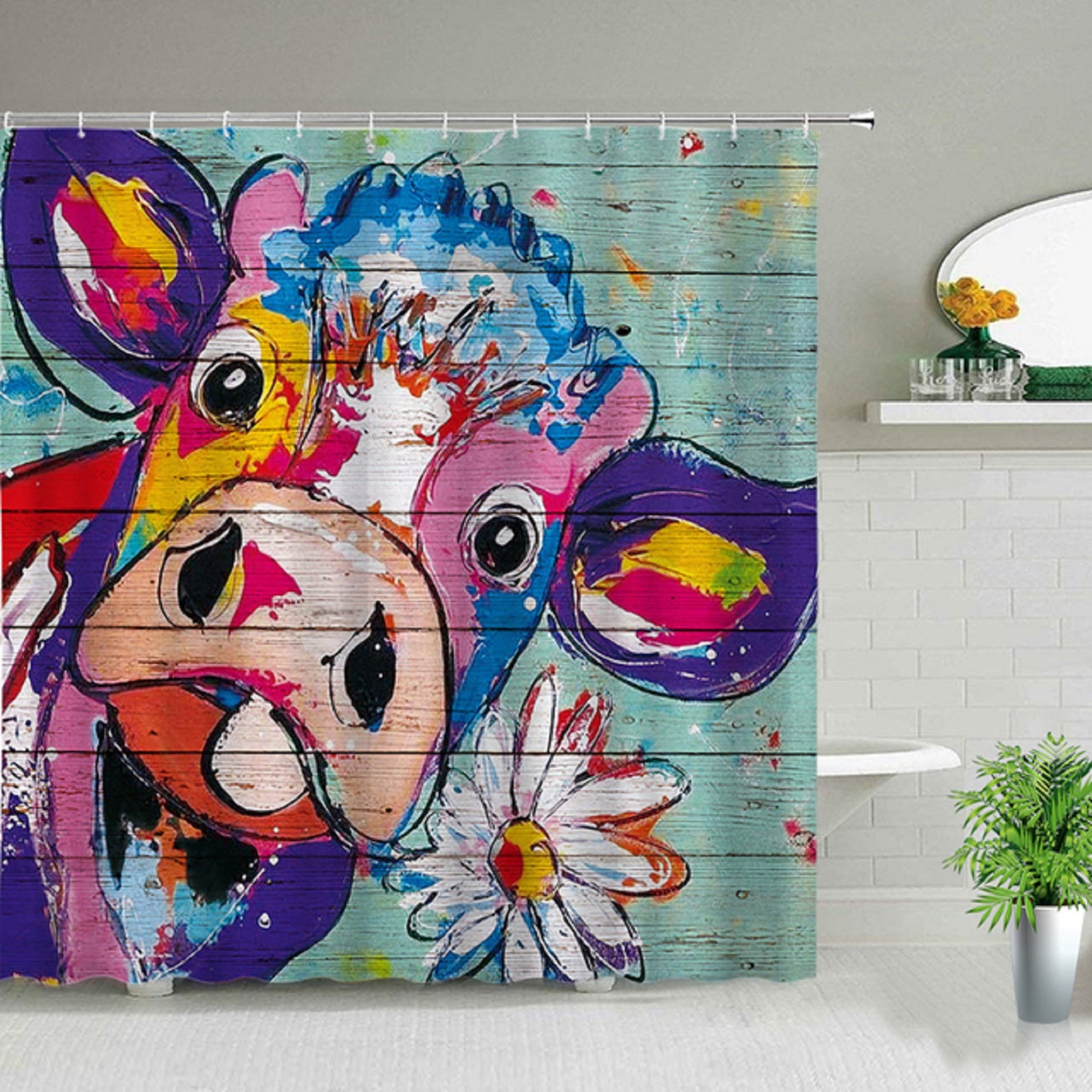 Animal Rural Farm Highland Cows Shower Curtains Lnspirational Etsy