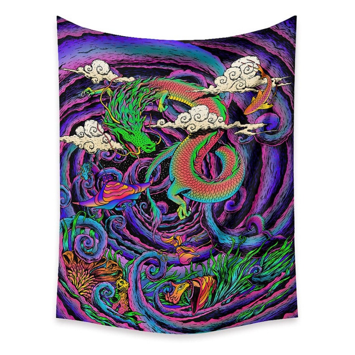 Wall Tapestry Dragon Wall Decor Dragon Tapestry Psychedelic Etsy