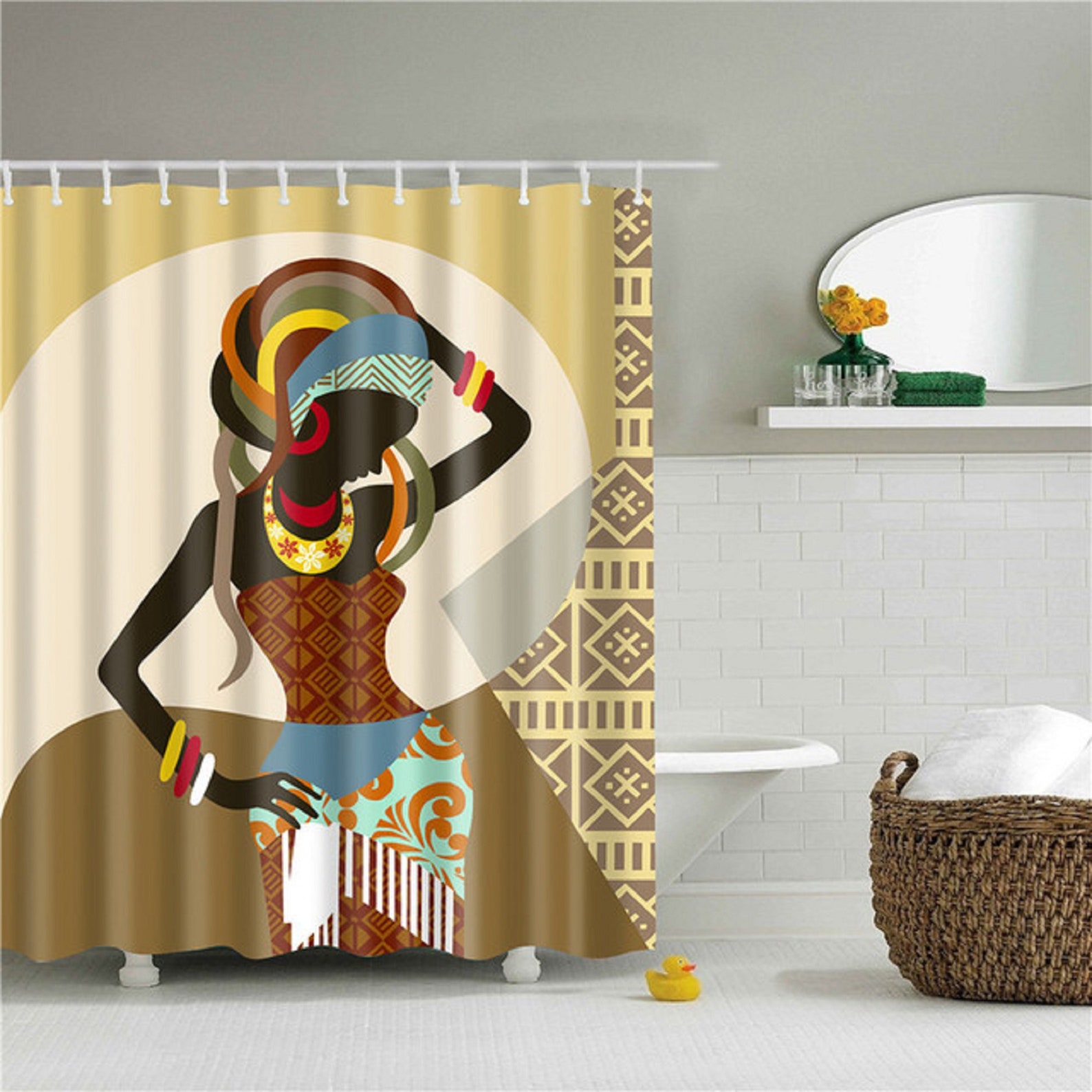 African American Women Shower Curtain Art Afro Black Woman Etsy