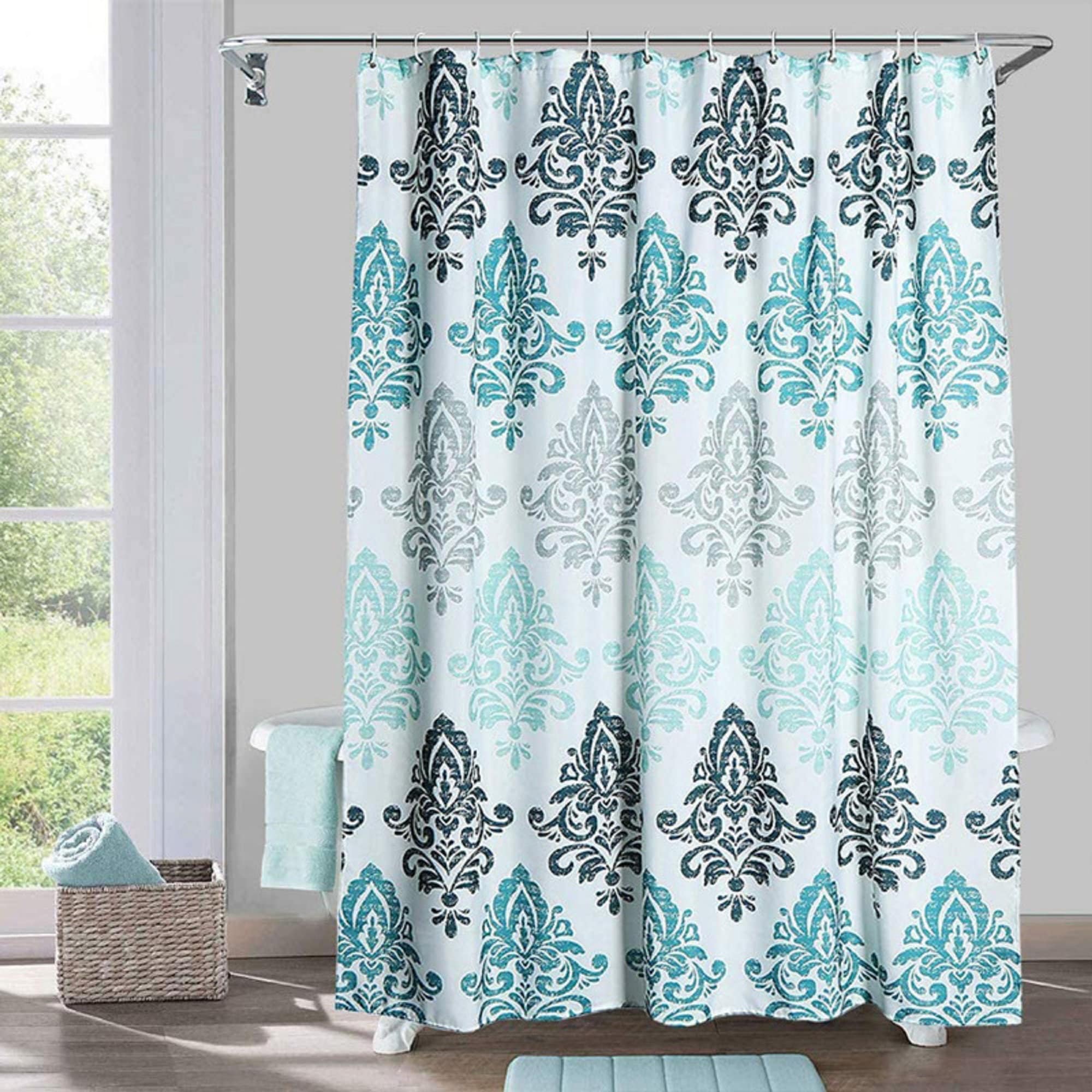 Light Blue Shower Curtain Bathtub Decor Bath Curtain Etsy