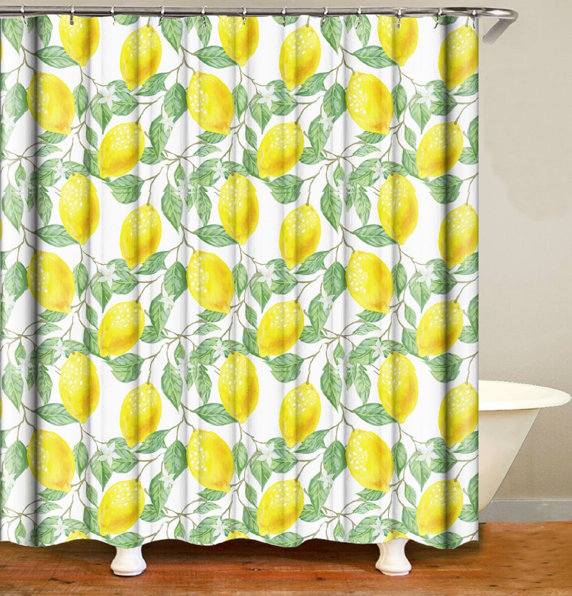 Lemons Shower Curtain Fruit Shower Curtain Bathroom Fresh Etsy