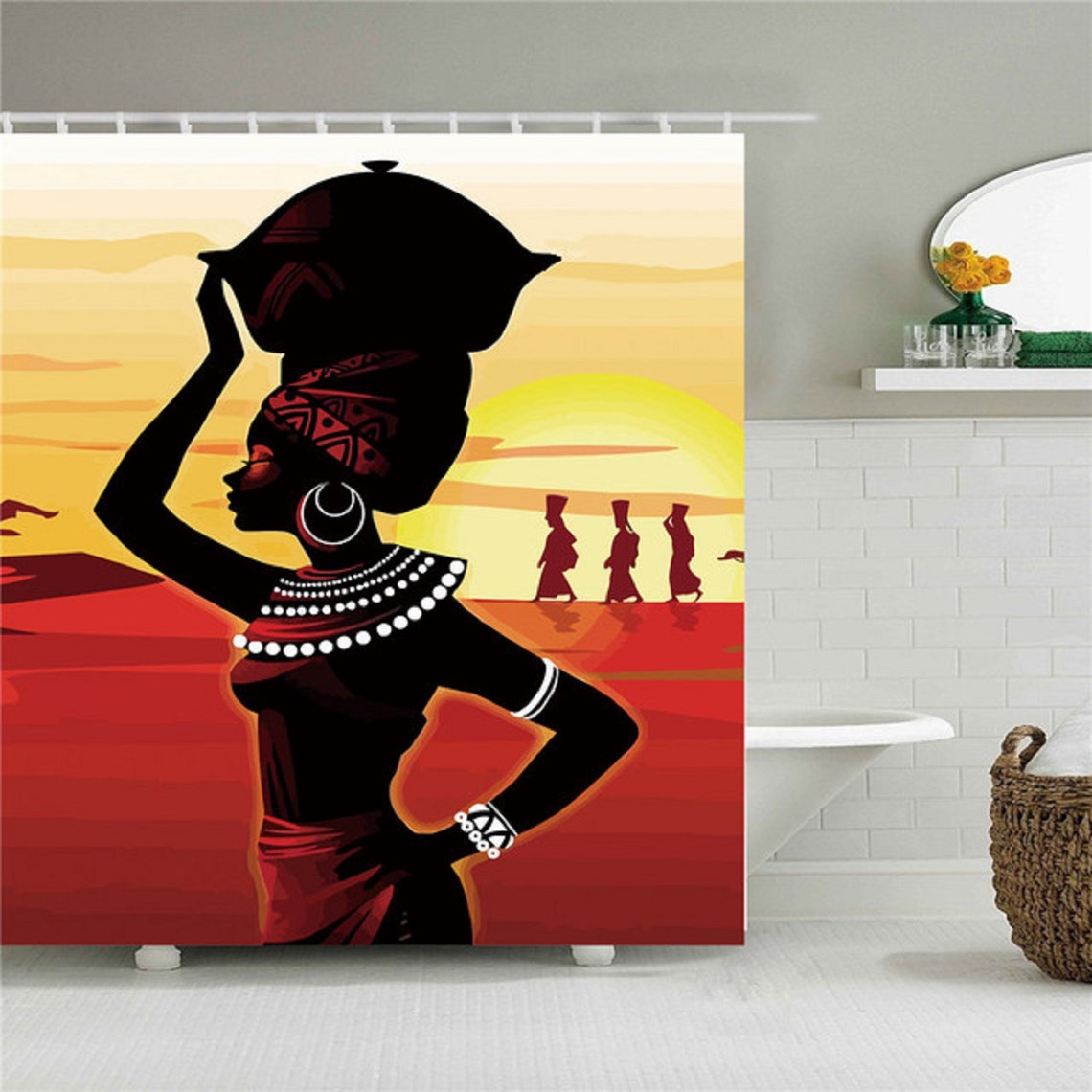 African American Women Shower Curtain Art Afro Black Woman Etsy