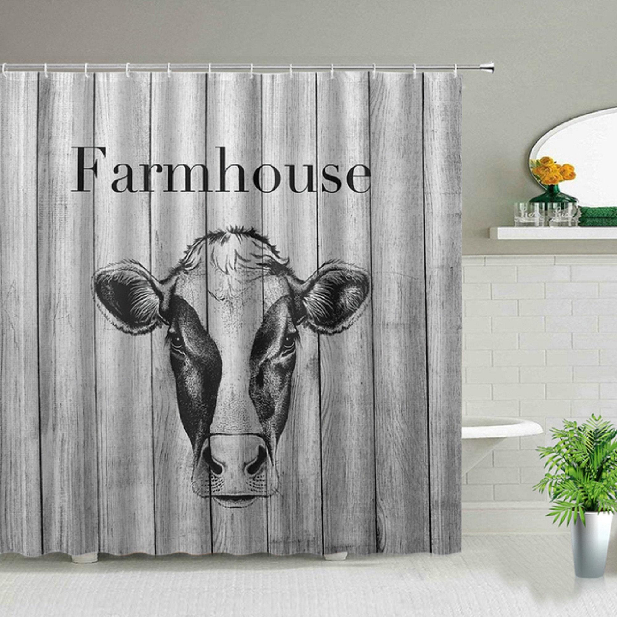 Animal Rural Farm Highland Cows Shower Curtains Lnspirational | Etsy
