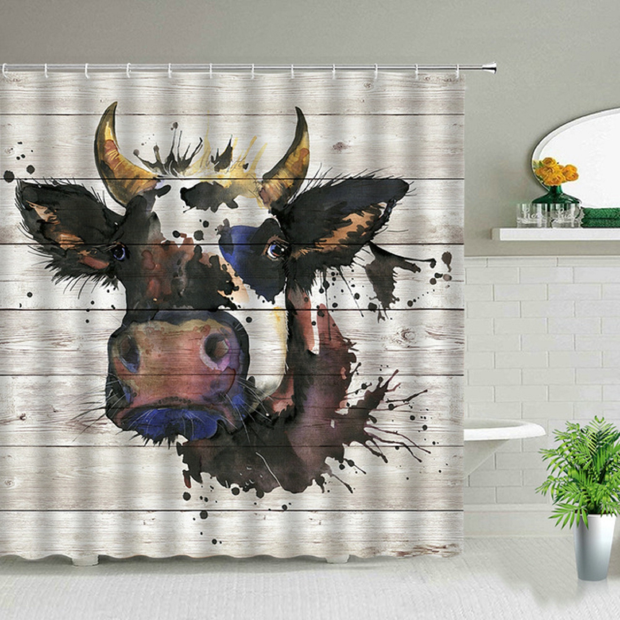 Rural Farm Highland Cows Shower Curtains Lnspirational Quotes Etsy
