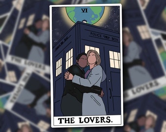 The Lovers Tarot Card Thasmin - Doctor Who Thirteen Tardis Sticker