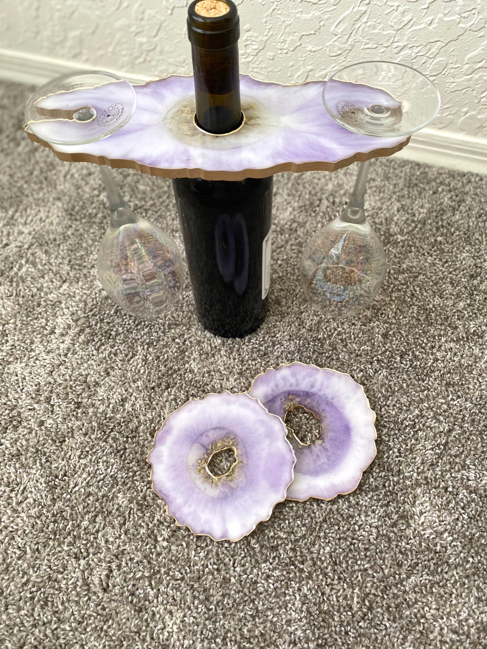 Resin wine glass holder and coasters Etsy