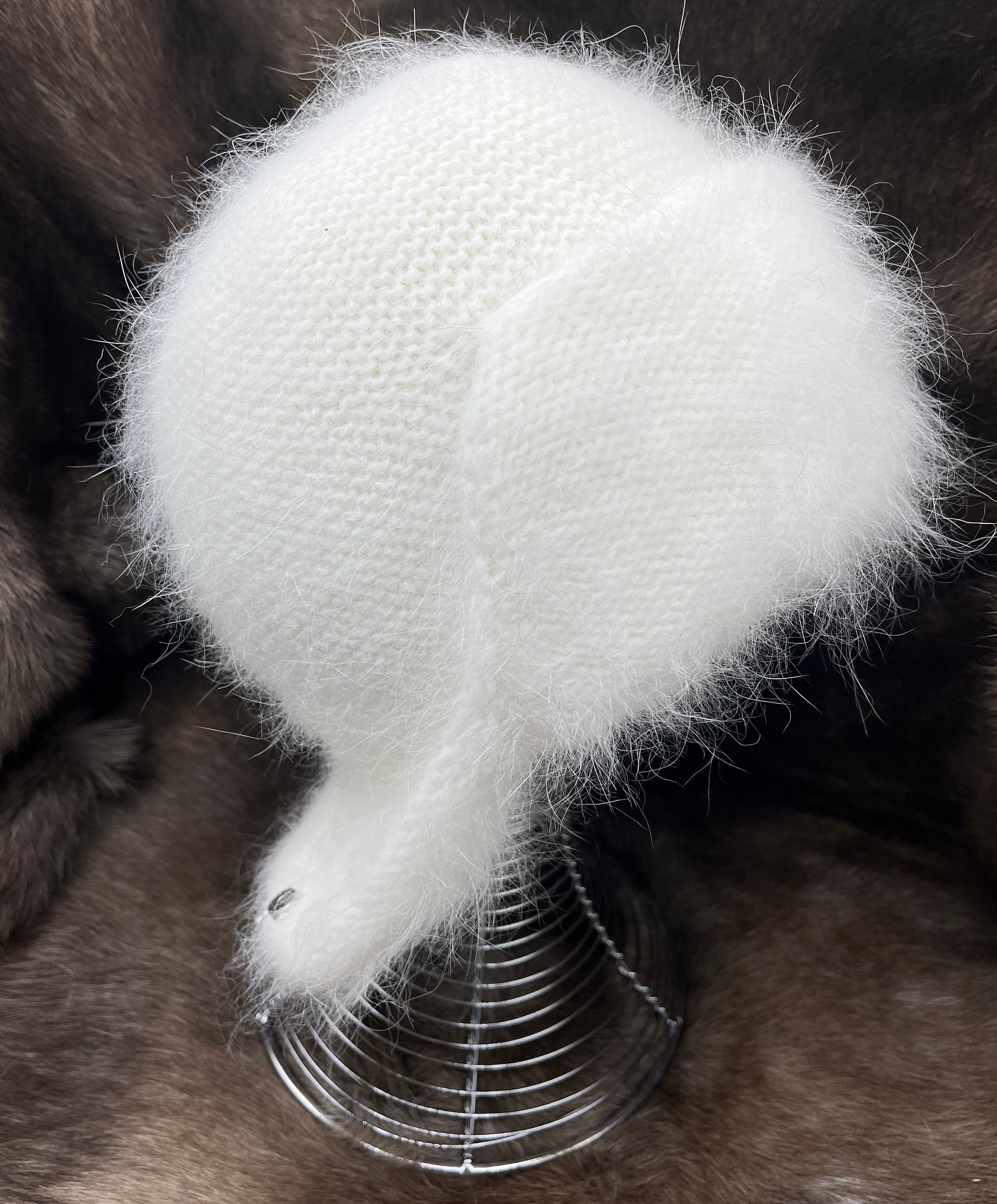FLUFFY ANGORA CAP | Ear Flap Aviator Hat | Angora Winter Hat | Wool Trapper Hat | Womens Winter Hat | Luxurious Handmade Wool Ushanka Hat