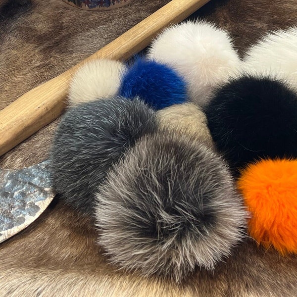 POMPON EN FOURRURE DE RENARD | Boule de fourrure en peluche | Porte-clés Pompon Fourrure | Pom Pom multi-usage | Pompon de luxe en fourrure de renard, fait à la main, à la mode, décor