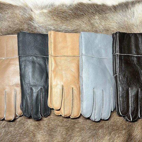 HANDSCHUHE MIT FELLFUTTER | Schaffellhandschuhe | Warme Pelzhandschuhe | Shearling-Handschuhe | Hochwertige, langlebige, handgefertigte Winterhandschuhe für Herren