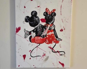 Personalised Mickey and Minnie Wedding Gift | Custom Disney Couple Portrait | Bride & Groom Keepsake | Anniversary Gift | Hand Painted