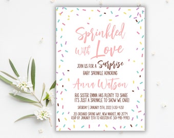 Sprinkled With Love Surprise Baby Sprinkle Invitation - 5x7 Baby Shower Digital Party Invite - Fun Celebration - Editable With Corjl