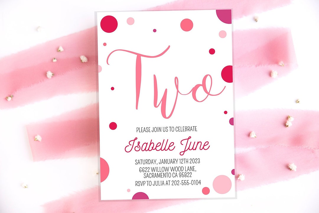 Two Birthday Invite Two Birthday Invitation | Girl 2nd Birthday Invite Template | Editable ...