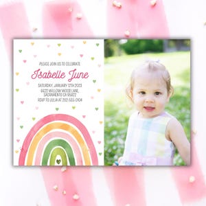 Rainbow Birthday Invitation | Boho Birthday Invite | Girl Birthday Party | Editable Template | Instant Download | Printable Invitation
