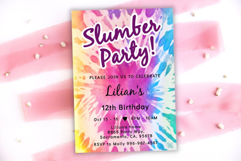 Slumber Party Script Slumber Party Birthday Invitation | Sleepover Birthday Invite for Girls ...