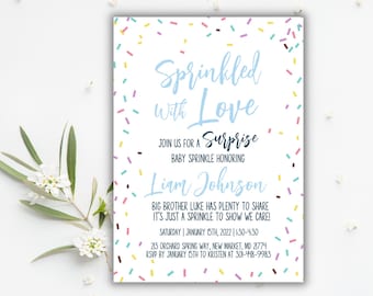 Sprinkled with Love Baby Sprinkle Invitation | Surprise Baby Shower Invite | Printable Gender Neutral Confetti Sprinkle Party Card