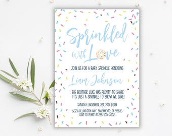 Sprinkled With Love Baby Sprinkle Invitation - 5x7 Donut Baby Shower Digital Party Invite - Doughnut Celebration - Editable w/ Corjl