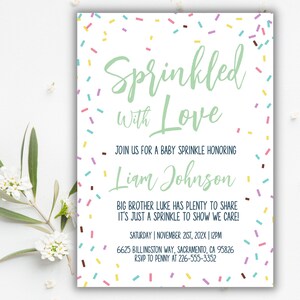Sprinkled With Love Baby Sprinkle Invitation - 5x7 Baby Shower Digital Party Invite - Fun Celebration - Editable w/ Corjl