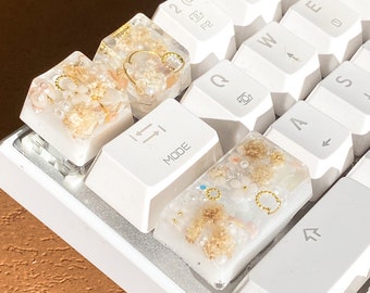 Flower keycap, Custom keycap, resin keycap, keycap set, artisan keycap, botanical keycap, esc keycap, Dried Flower resin keycap