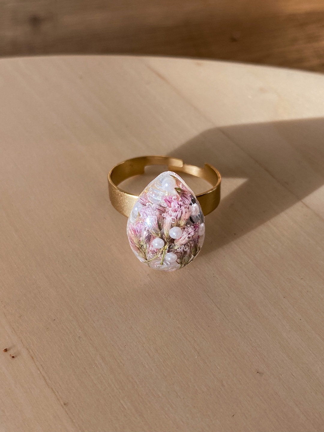 Real Flower Ring/resin Ring/pressed Flower Resin Etsy