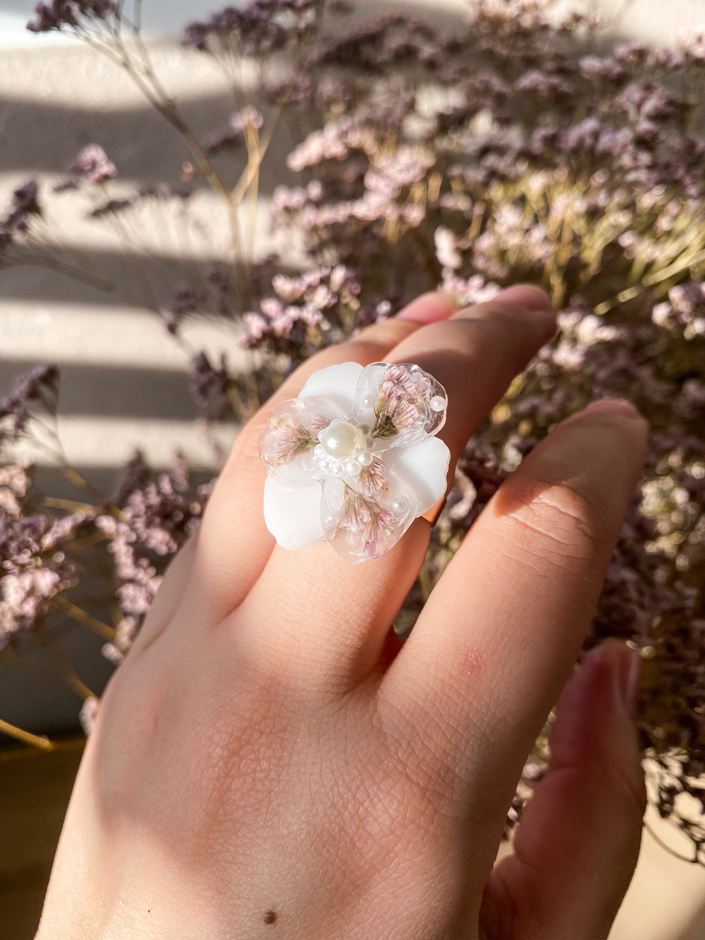 Real Flower Ring/resin Ring/pressed Flower Resin Ring/botanical