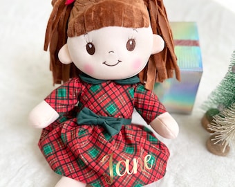 Personalized doll, my first Christmas gift , soft , easy to carry , easy to grab doll , my first doll