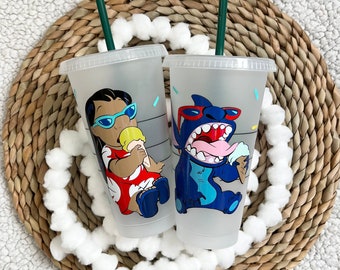 Lilo and stitch summer Starbucks cup | cold venti size cup | tumblers, gift ideas | ice cream cups design | summer cup | stitch Starbucks