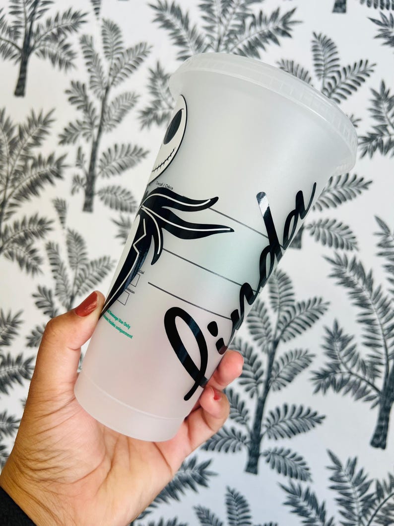 Jack and sally Starbucks cups | Starbucks cup | venti size tumbler | halloween gift | bff matching the nightmare before Christmas spired | image 4