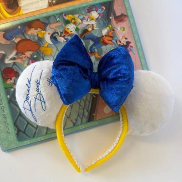 Donald Duck ears | hanmade mouse ears | white and blue ears | bff matching ears | blue headband | unisex hair accessories