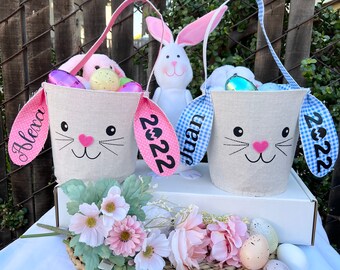 Customize Easter baskets | Hunting eggs day | pink Easter basket | blue Easter basket | First  Easter Day basket  | easter 2024gift ideas