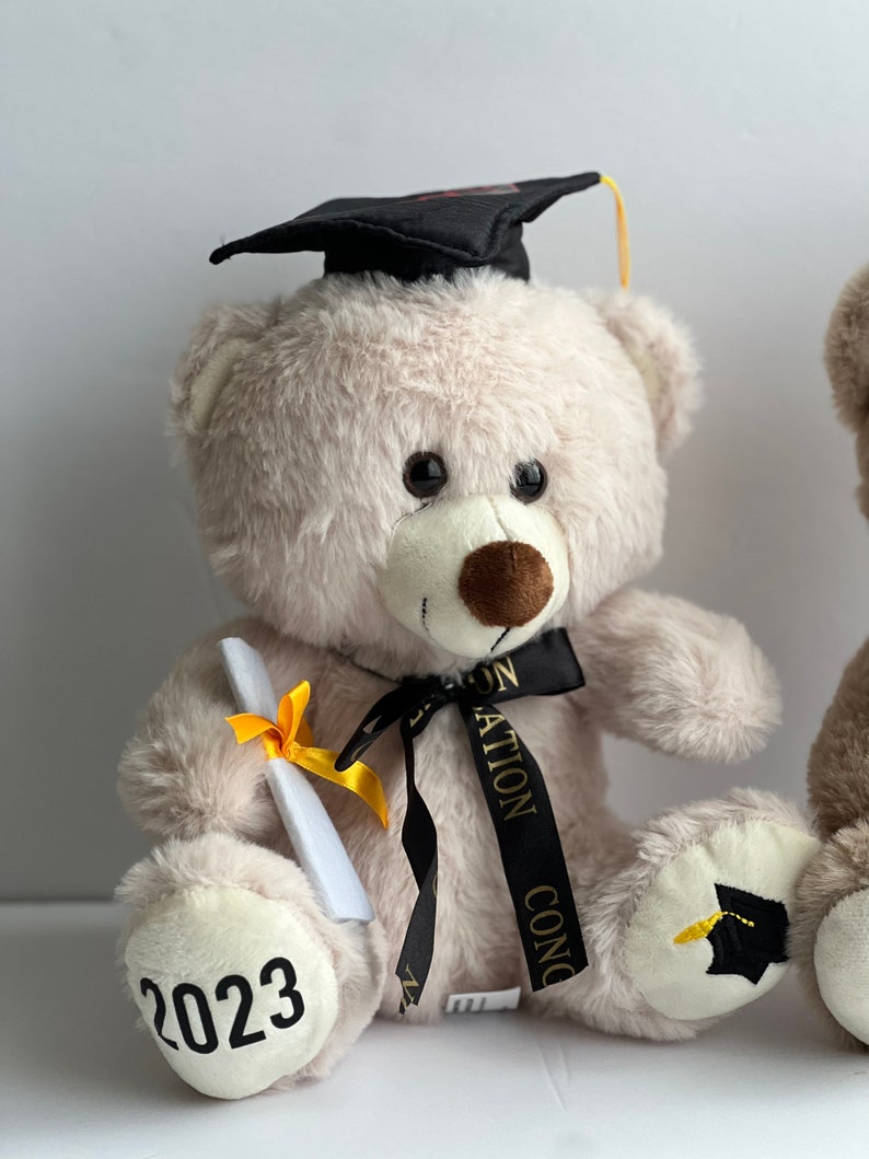 Graduation teddy bear personalized name and year, congrats grad , class of 2024, graduation teddy bear, cap and gown brown bear , grad image 2