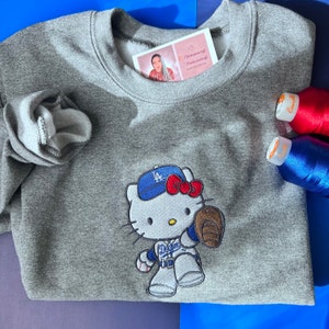 Dodgers  embroidered crew neck , sweatshirts, Los Angeles Dodgers sweater , Baseball game .