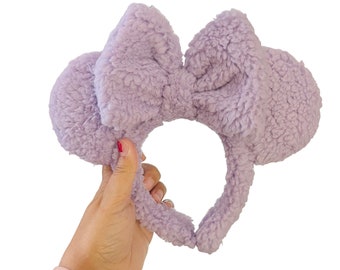 Brown Sherpa Mouse Ears Headband – Handmade Cozy Disney  display picture 1