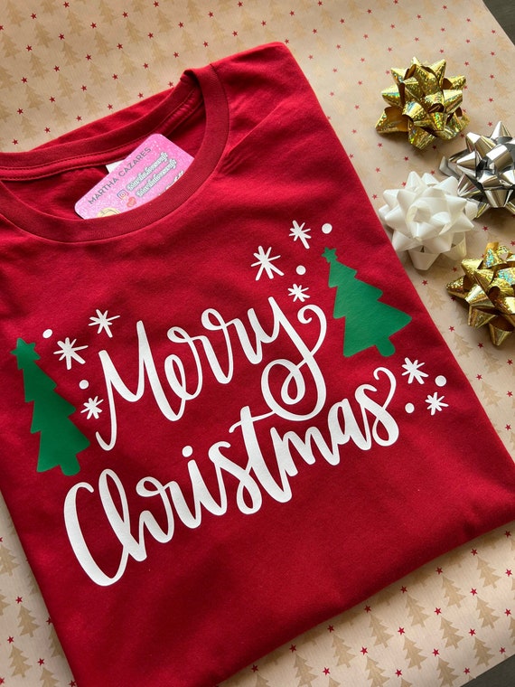 Feliz Navidad camiseta comoda unisex Regalo de Navidad camiseta familiar a juego Camisa navidena Arbol de Navidad camiseta roja Etsy Mexico