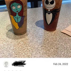 Jack and sally Starbucks cups | Starbucks cup | venti size tumbler | halloween gift | bff matching the nightmare before Christmas spired | image 6