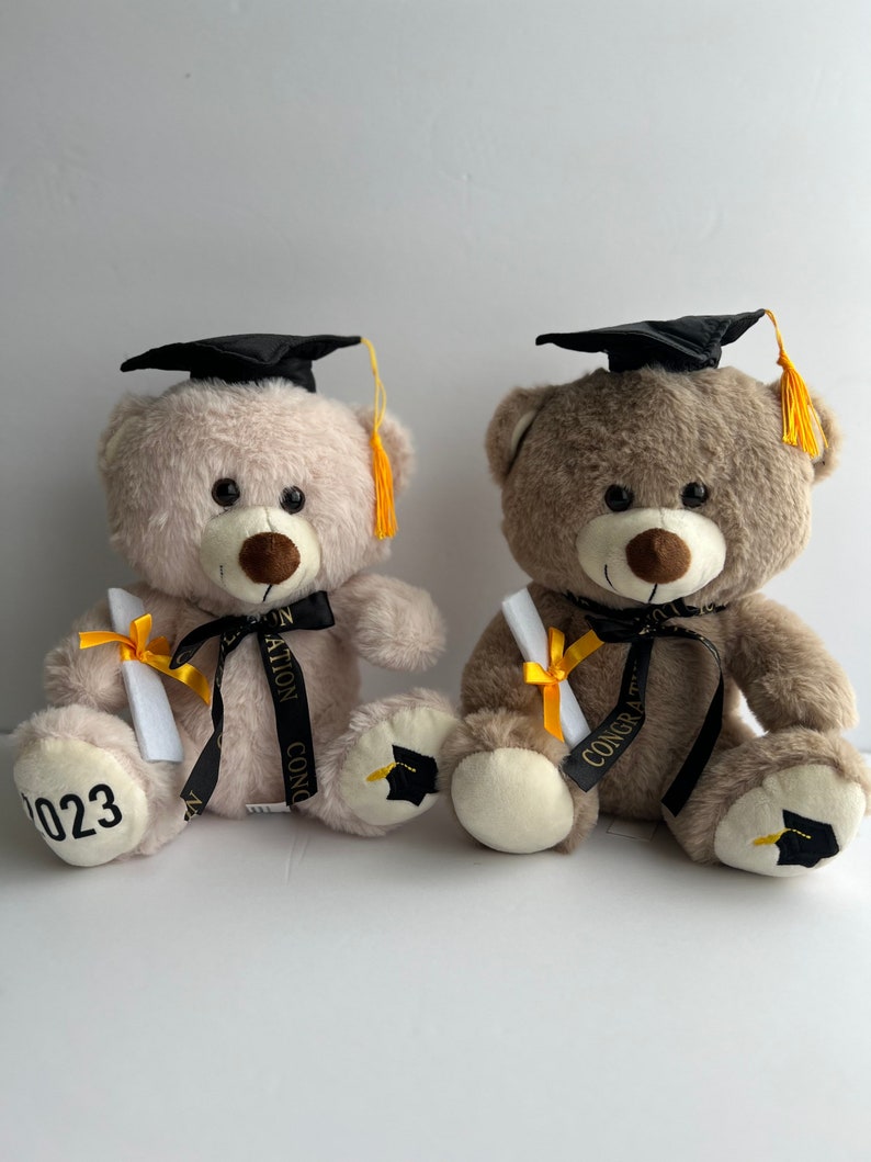 Graduation teddy bear personalized name and year, congrats grad , class of 2024, graduation teddy bear, cap and gown brown bear , grad image 1