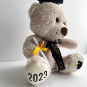 Graduation teddy bear personalized name and year, congrats grad , class of 2024, graduation teddy bear, cap and gown brown bear , grad image 4