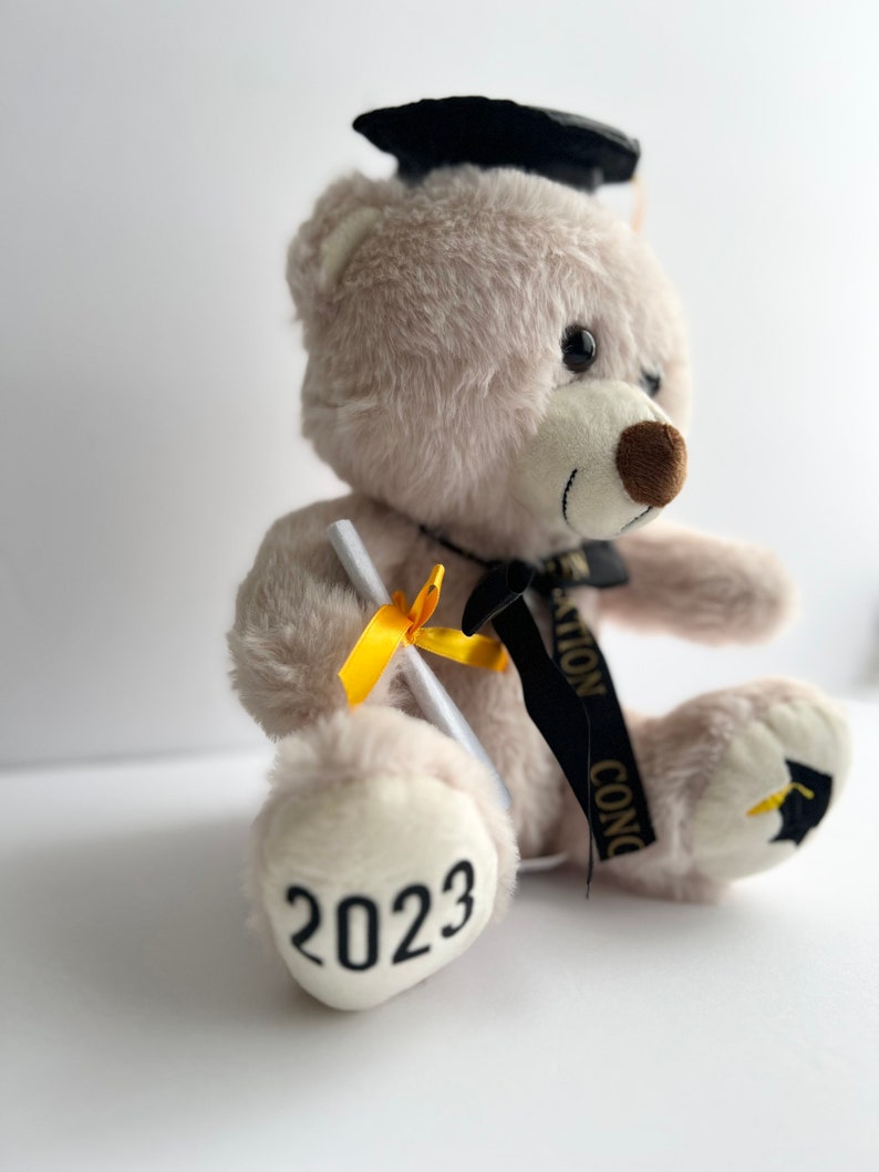 Graduation teddy bear personalized name and year, congrats grad , class of 2024, graduation teddy bear, cap and gown brown bear , grad image 4