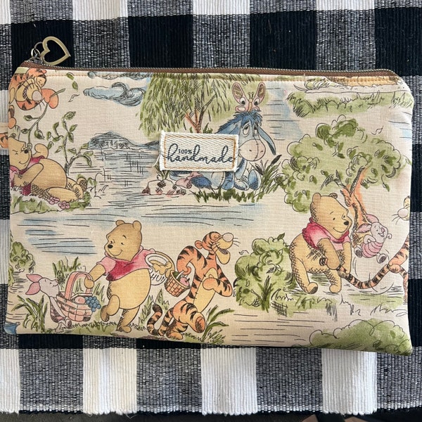 Winnie the Pooh zipper pouch , handmade item , gift ideas , makeup bag , accessories bag ,  Disney trip  , Disney fans