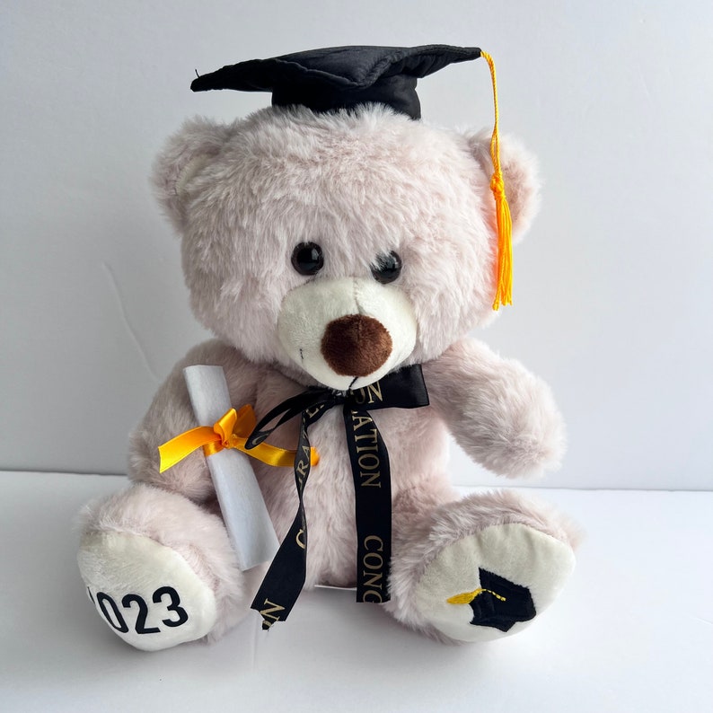 Graduation teddy bear personalized name and year, congrats grad , class of 2024, graduation teddy bear, cap and gown brown bear , grad image 6